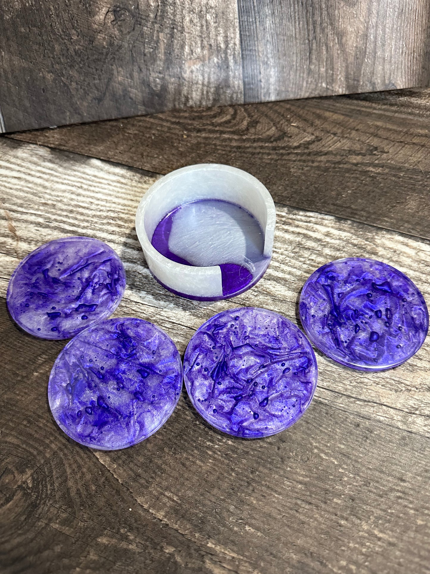 Textured Epoxy Coasters in Case