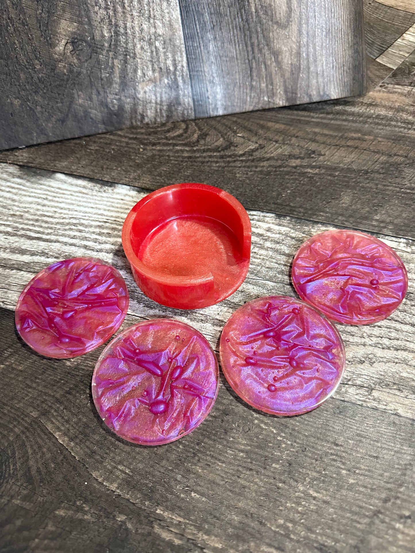 Textured Epoxy Coasters in Case