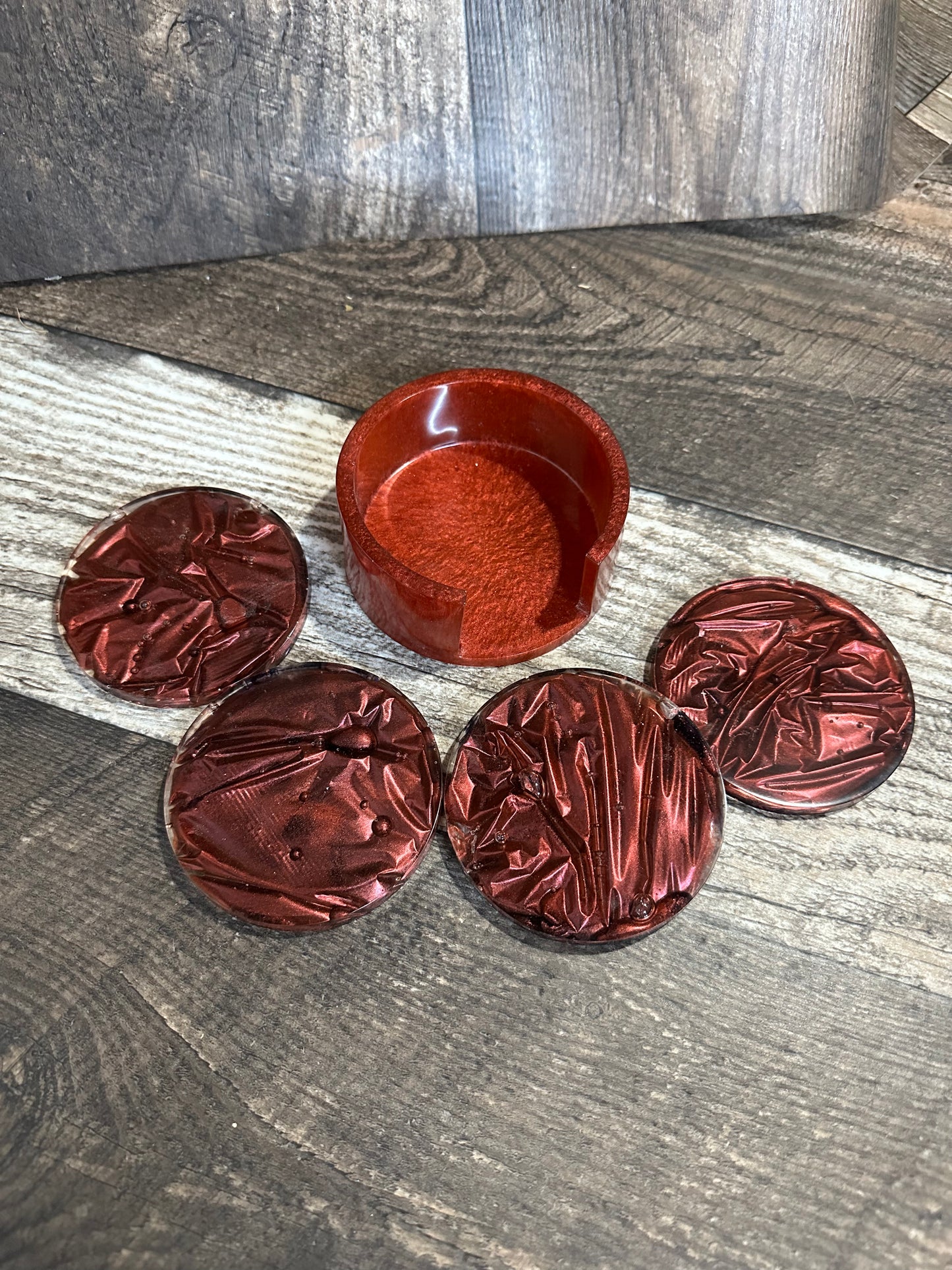 Textured Epoxy Coasters in Case