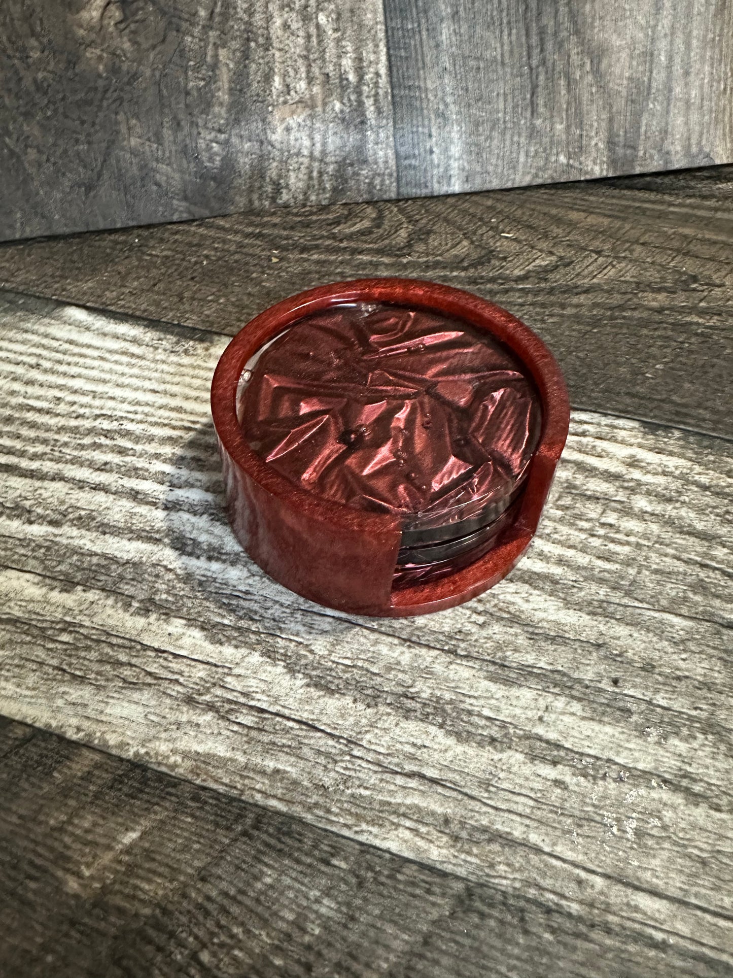 Textured Epoxy Coasters in Case