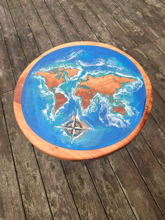 Willow World Map Side Table CNC