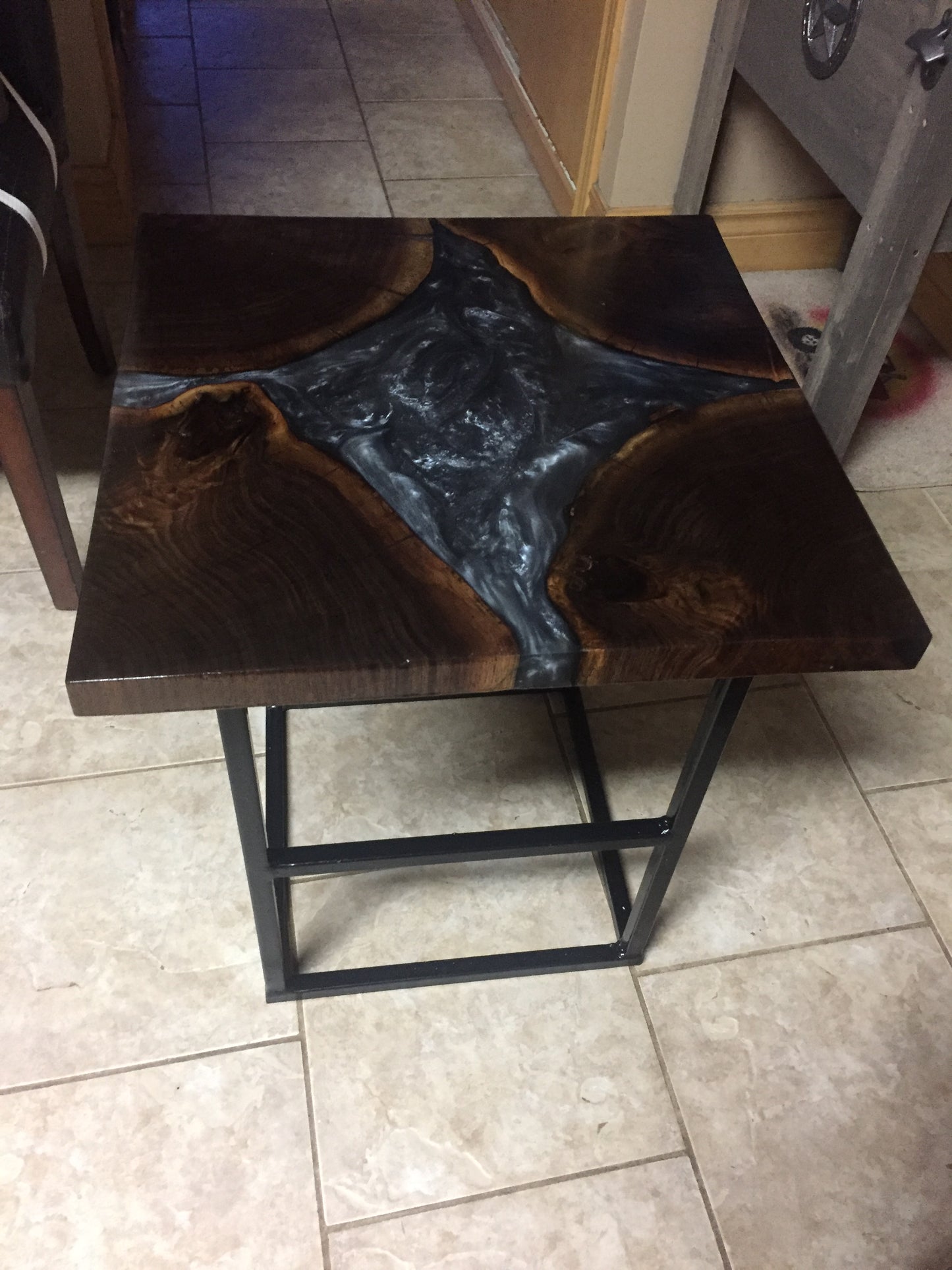 Epoxy Walnut Side Table