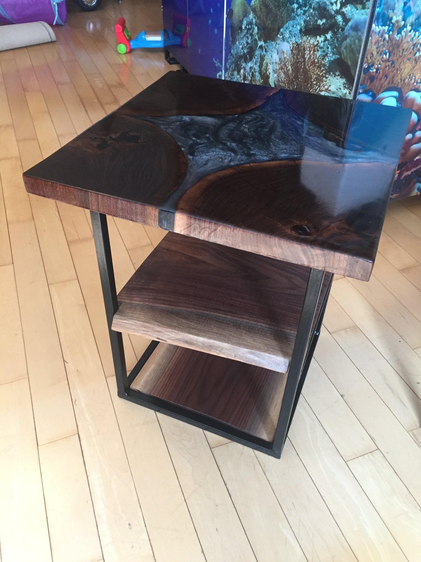 Epoxy Walnut Side Table