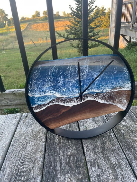 15” Live Edge Ocean Epoxy Clock