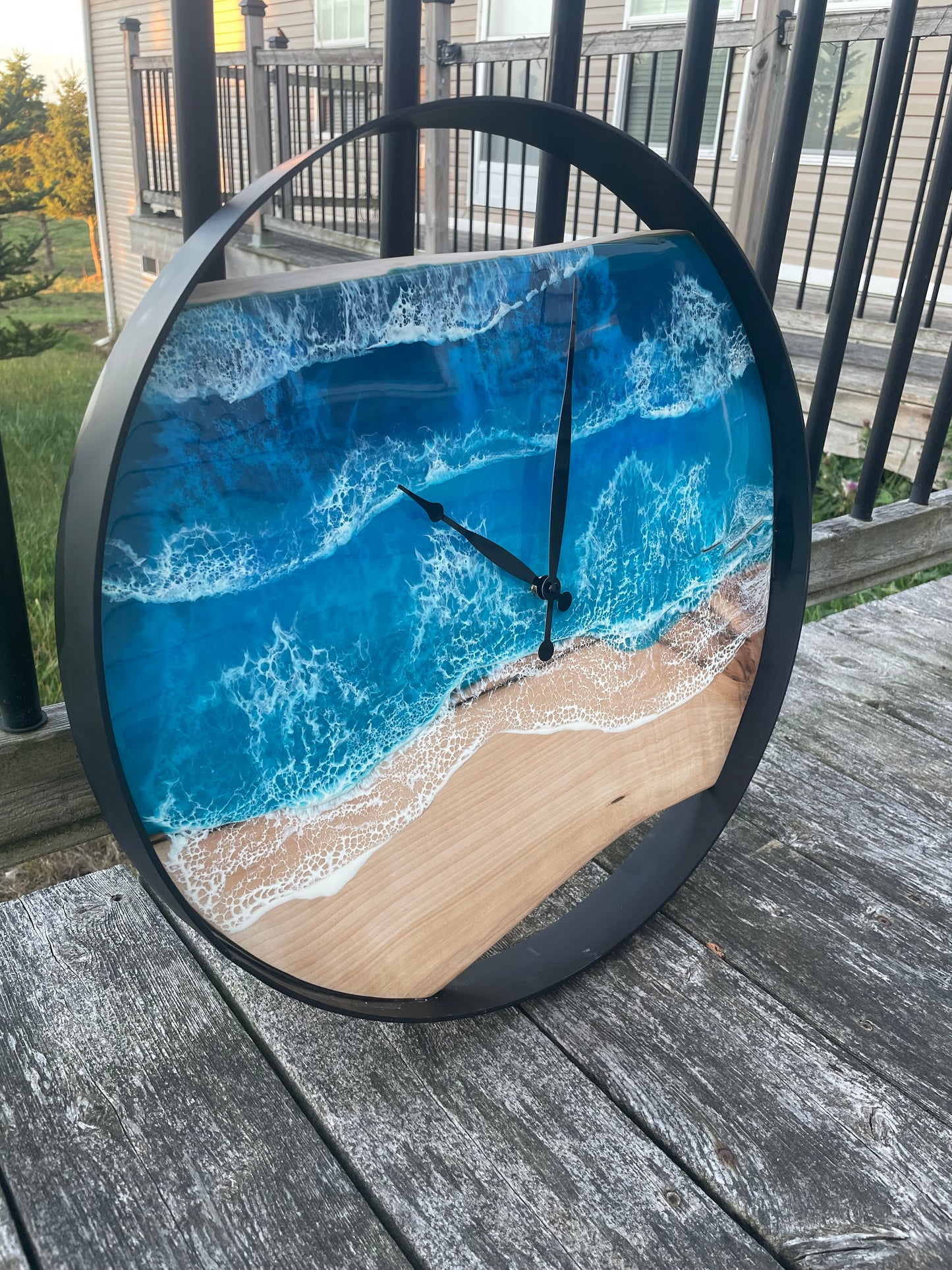 20” Live Edge Ocean Epoxy Clock