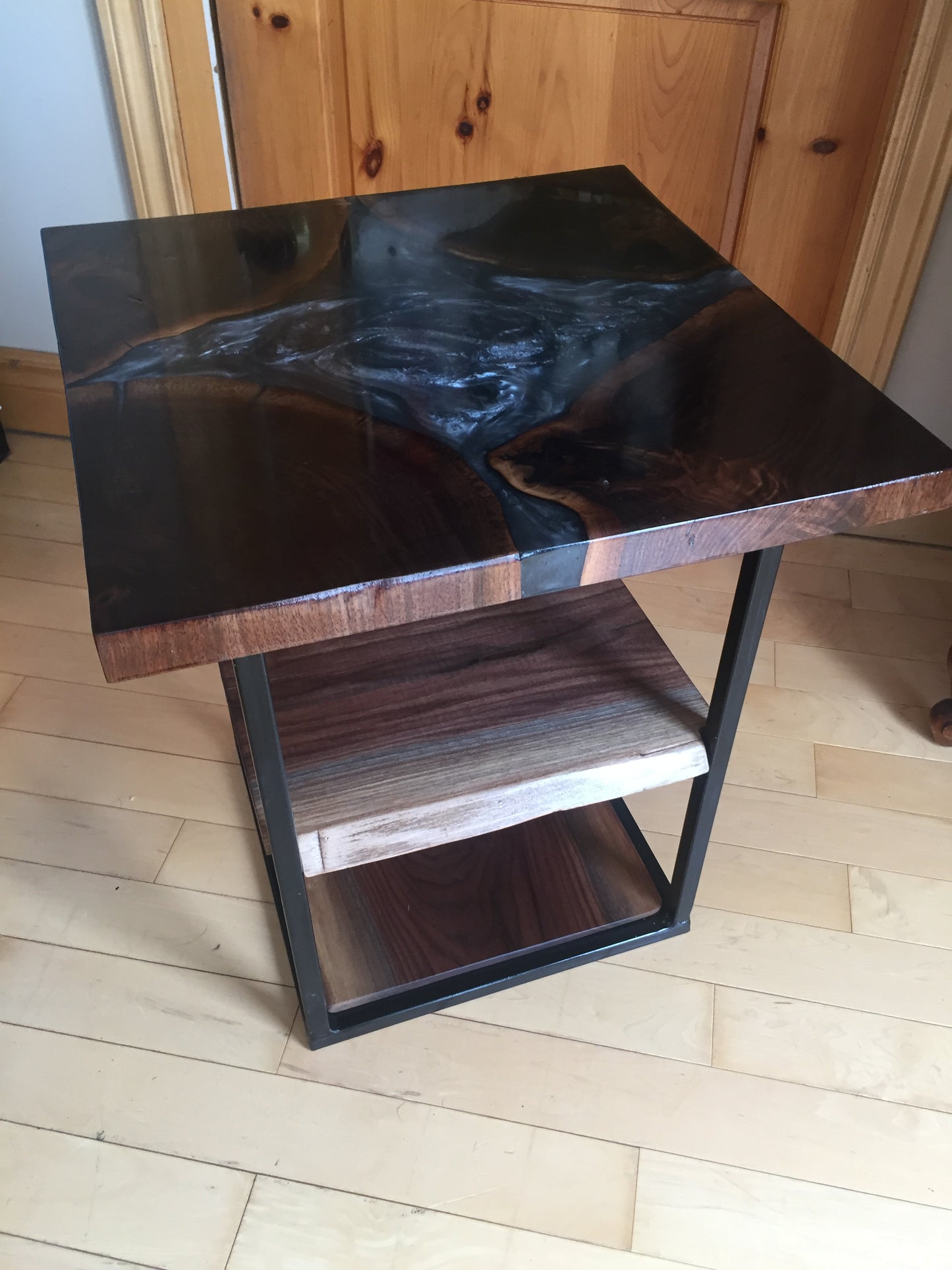 Epoxy Walnut Side Table