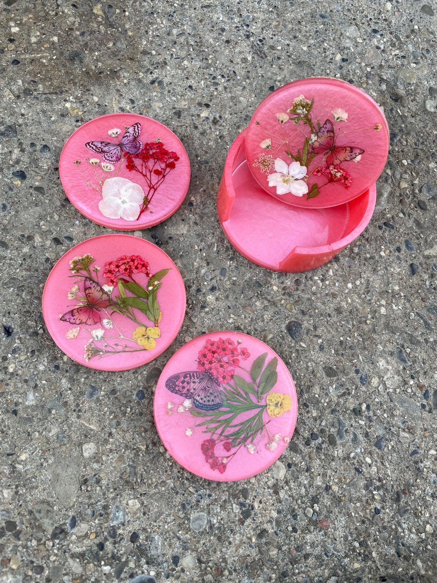 Butterly Floral Coaster and Holder