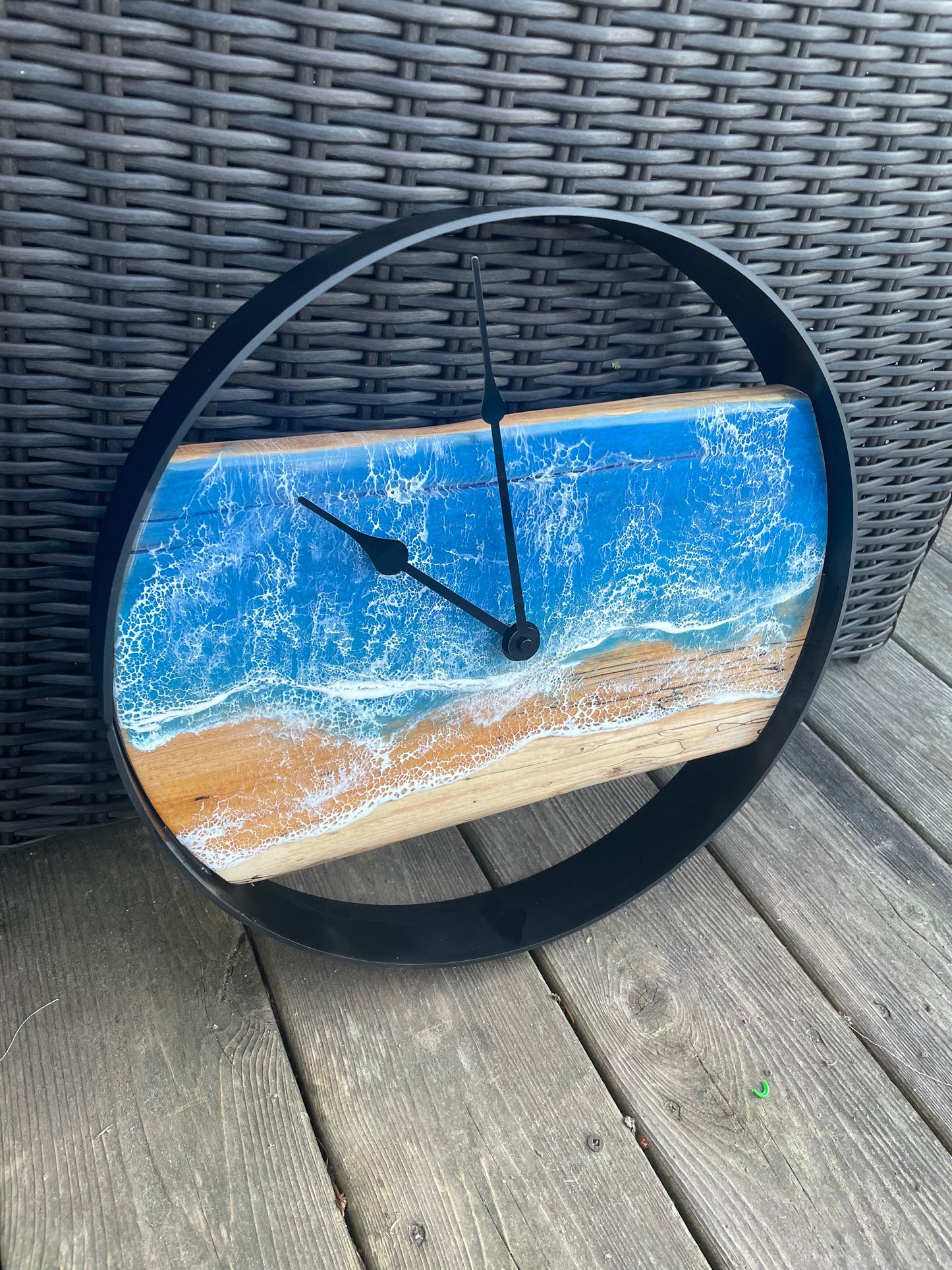 15” Live Edge Ocean Epoxy Clock