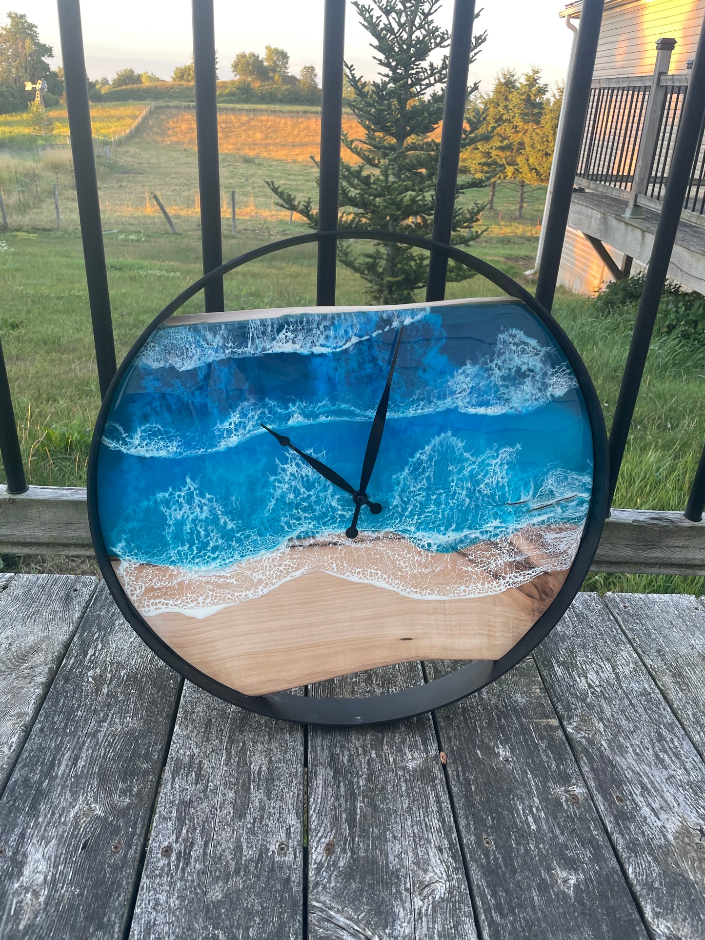 20” Live Edge Ocean Epoxy Clock