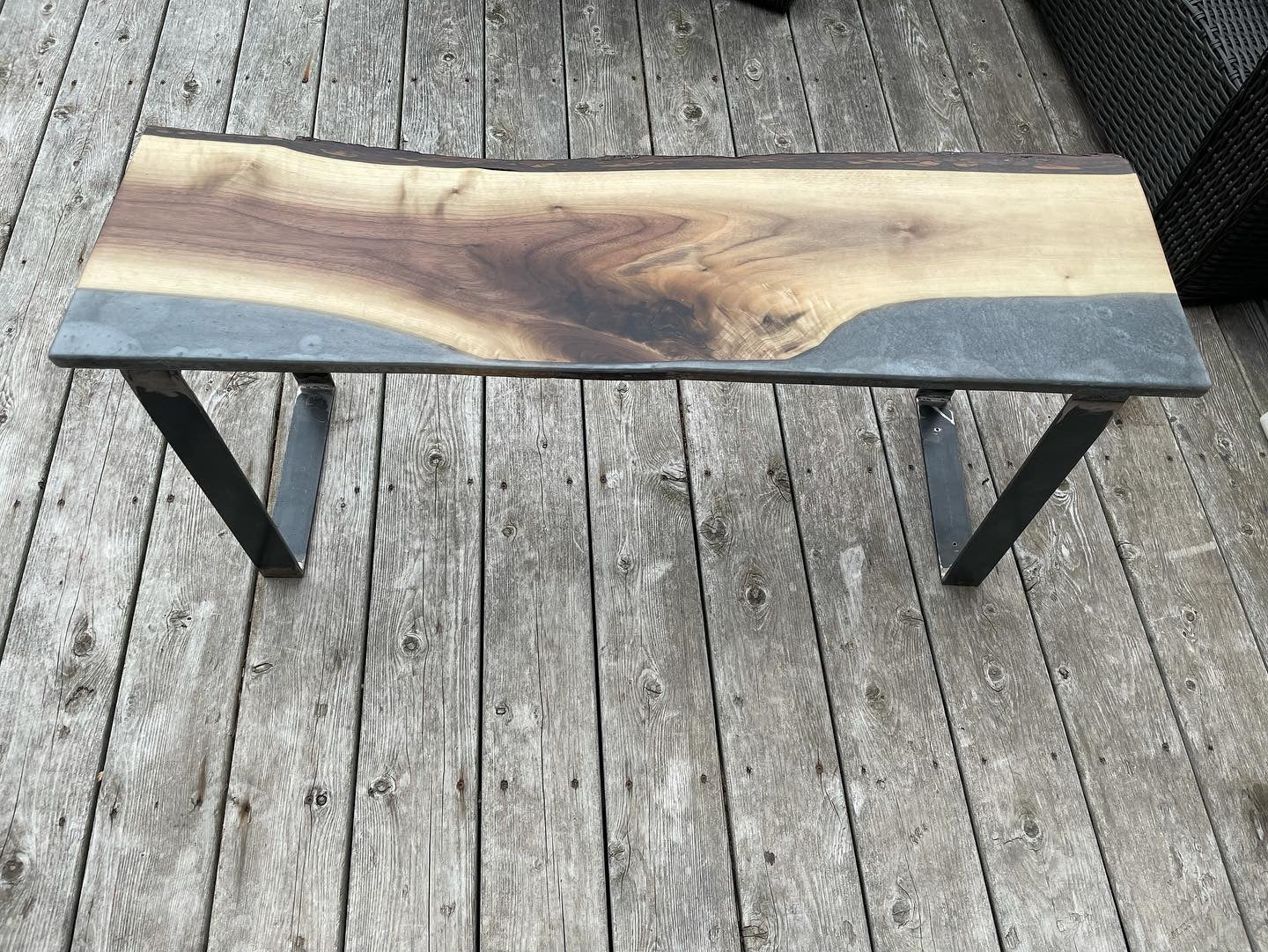 Walnut & Grey Epoxy Entry Table