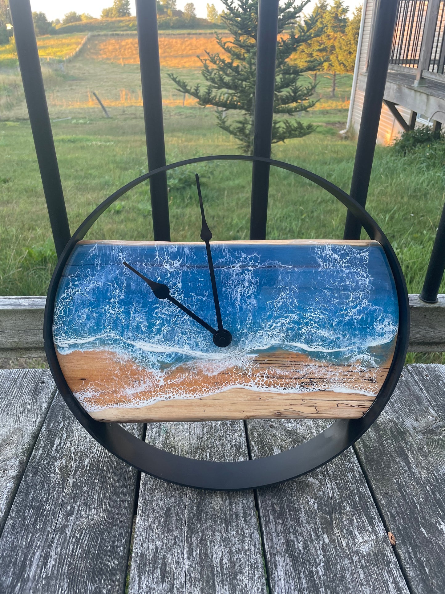 15” Live Edge Ocean Epoxy Clock
