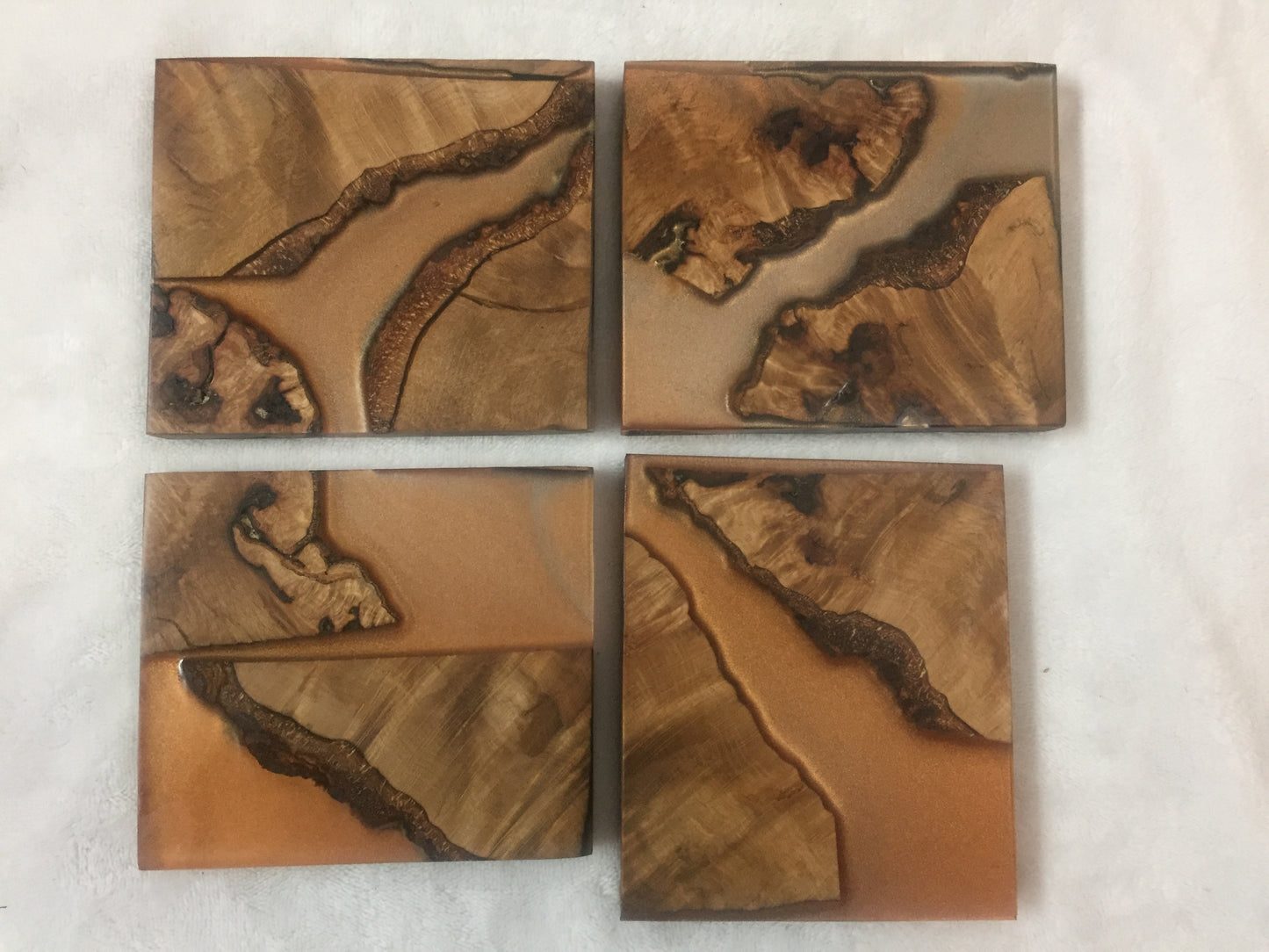 Epoxy Coasters - Copper & Maple Burl