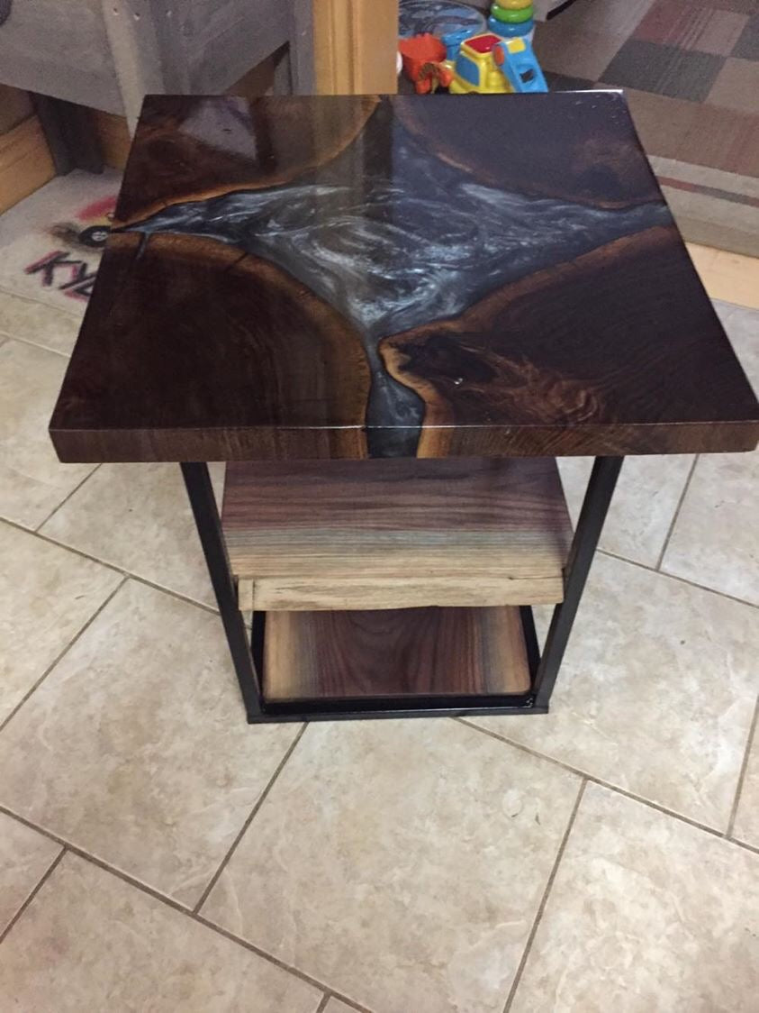 Epoxy Walnut Side Table