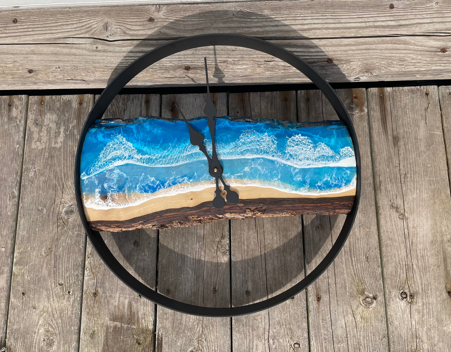 20” Live Edge Ocean Epoxy Clock
