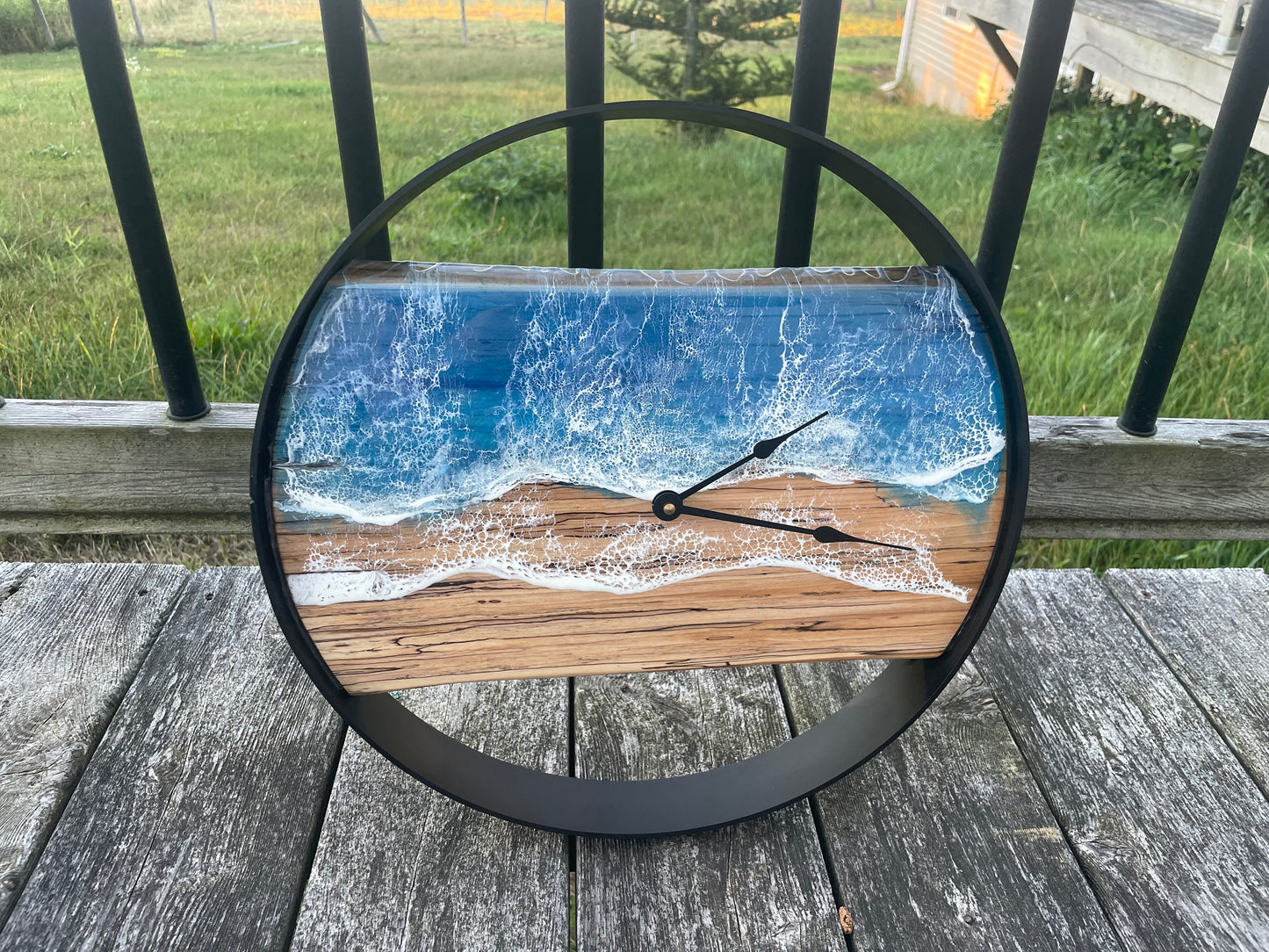 15” Live Edge Ocean Epoxy Clock