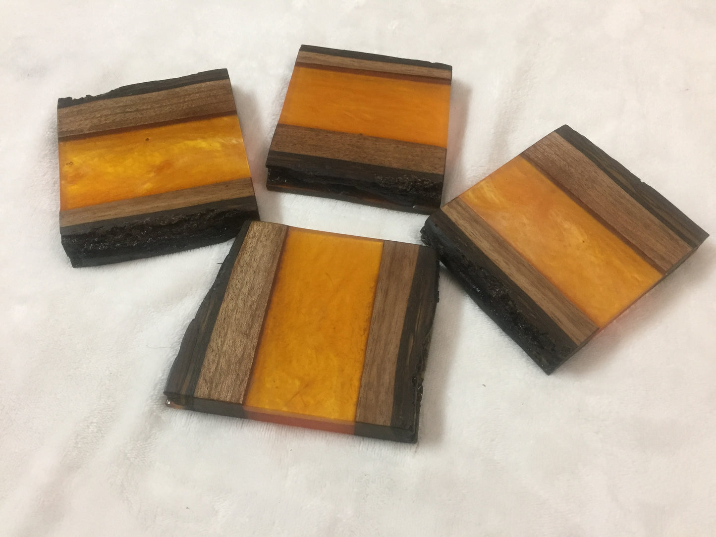 Epoxy Coasters - Live Edge & Orange