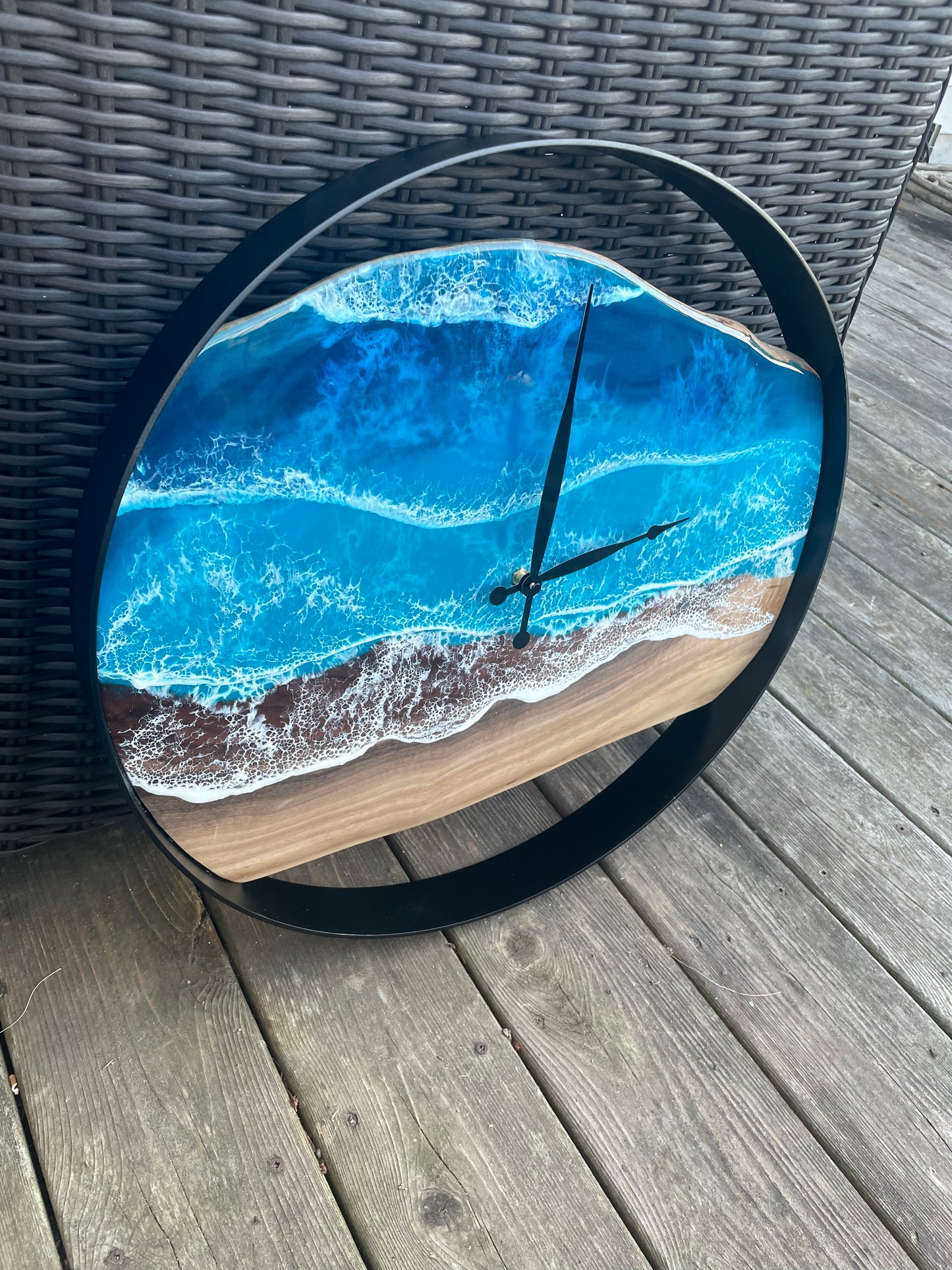 20” Live Edge Ocean Epoxy Clock