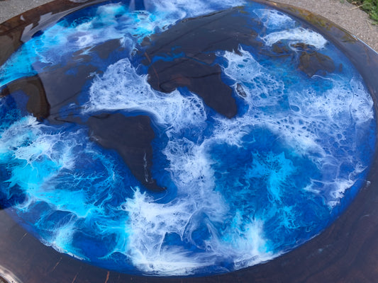 Walnut World Map Side Table CNC