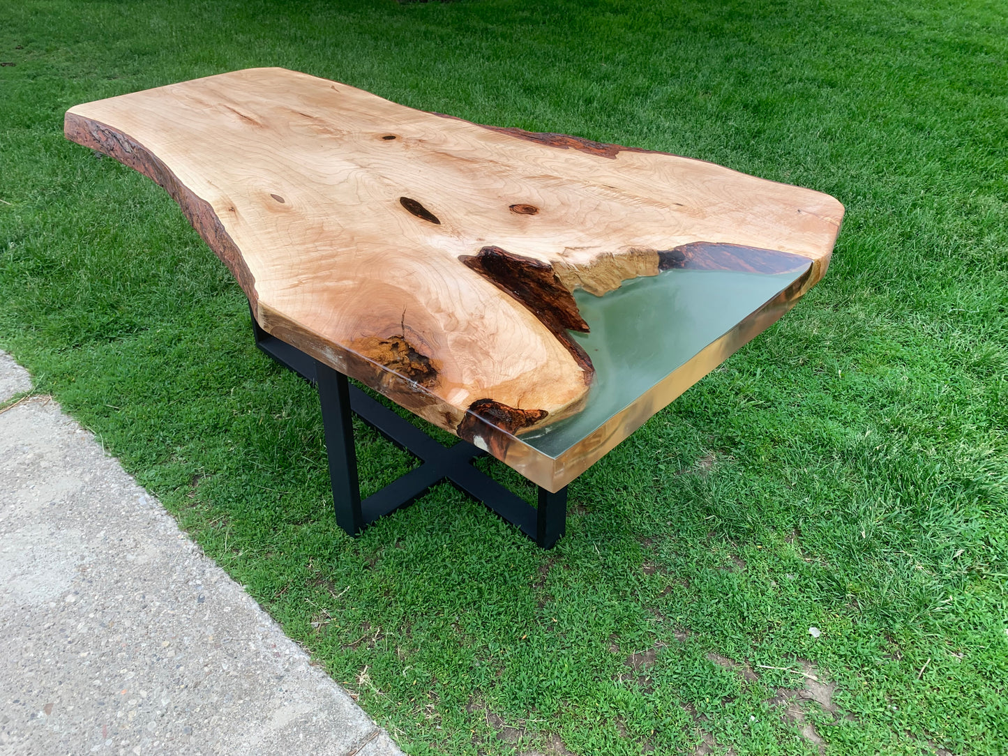 Maple Dining Table with Clear Epoxy