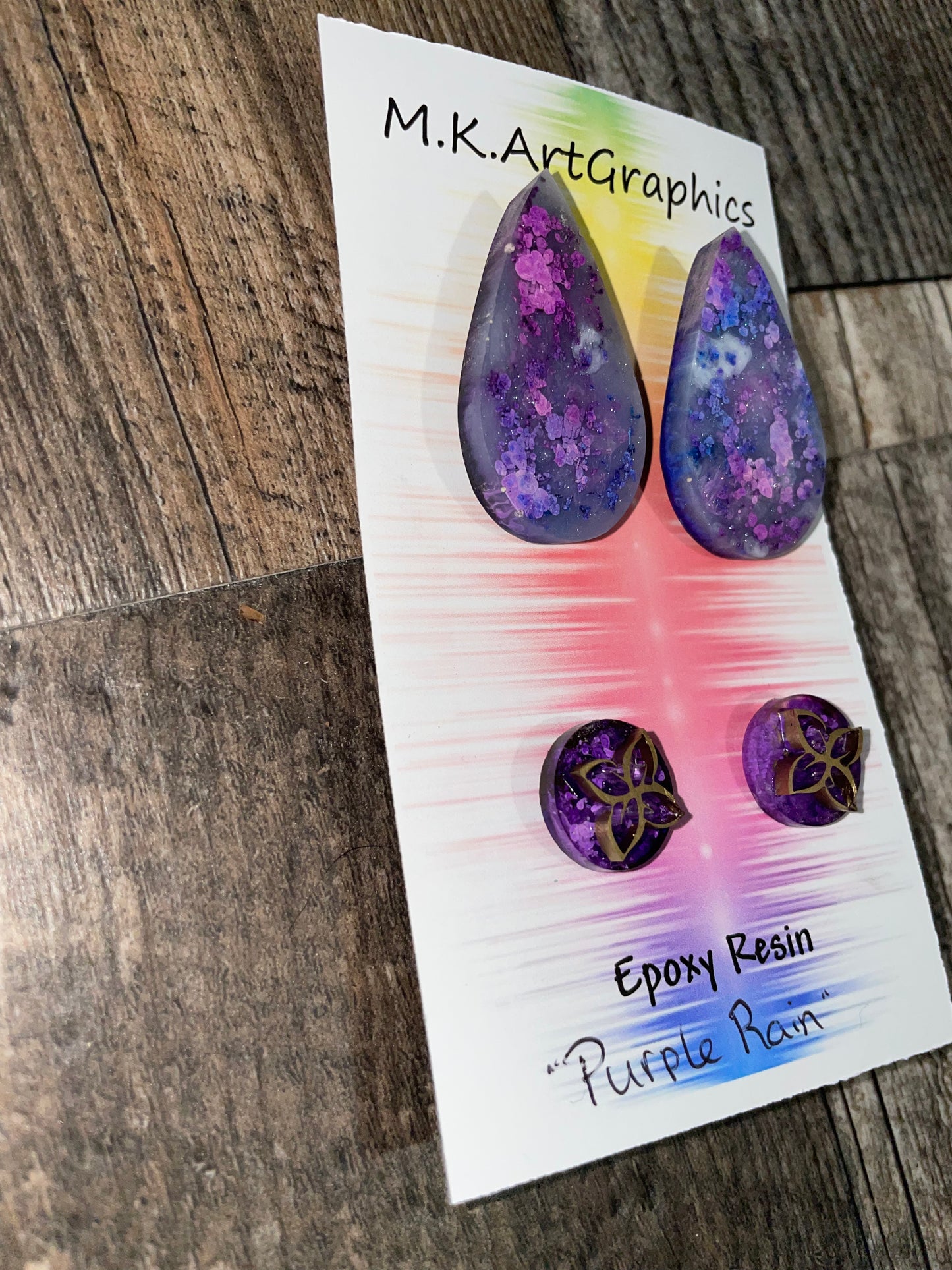 Purple Rain Epoxy Earrings